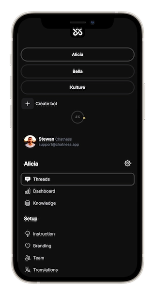 Chatness Threads Desktop Dark